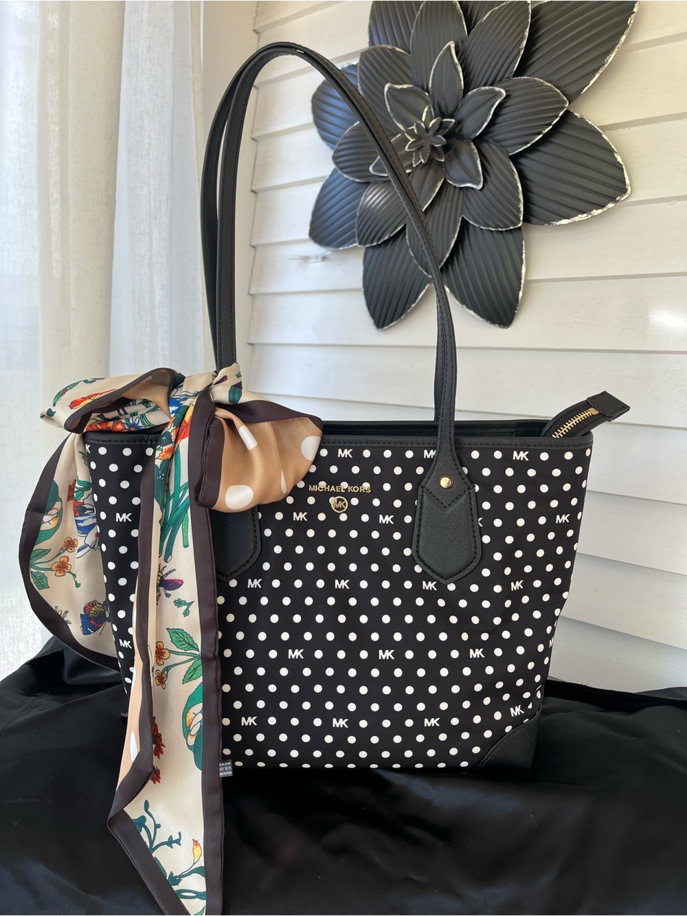 Michael Kors Black with White Polka Dot Tote, NWT
